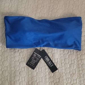 Blue Padded Bandue bikini top